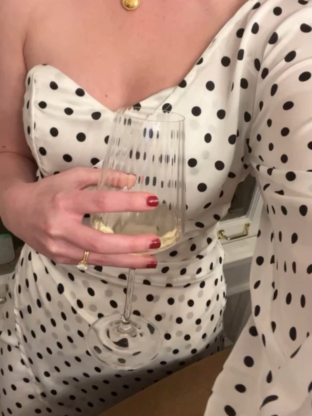 SABO SKIRT White Black Polka Dot Wrap Mini Dress